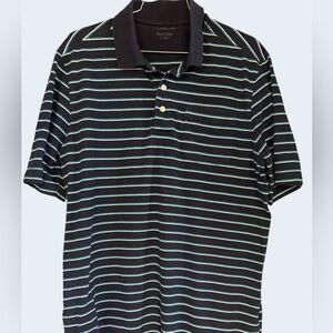 Croft & Barrow Easy Care Polo Shirt Men’s L/XL Navy Teal Striped Short Sleeve